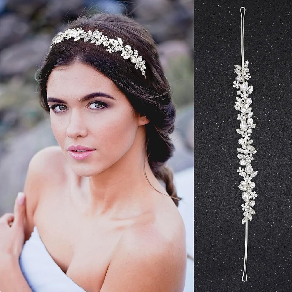 Crystal Bridal Headpiece Silver Wedding Hair Accessories for Bridesmaids Prom